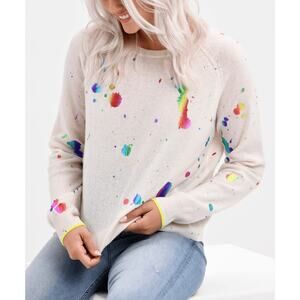 Brodie Shout Out Sweater Cashmere Rainbow Foil Sweater Small